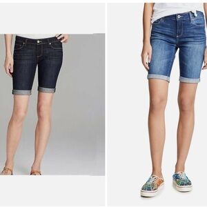 PAIGE Ariana Bermuda Jean Shorts Low Rise Rolled Fray Jean Shorts Size 26